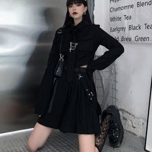 Rebellious Gothic Two-Piece Top + Skirt